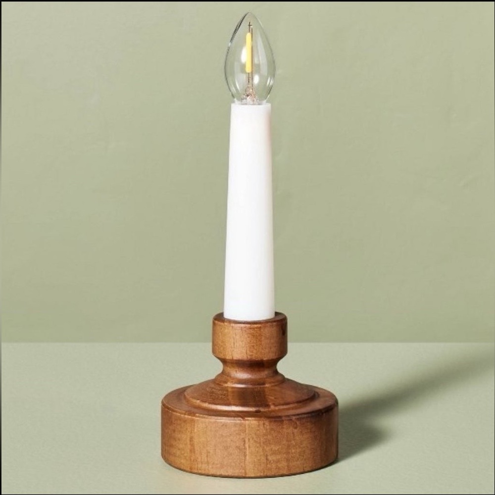 Hearth and Hand Flameless Candle (6hr Timer) with Wooden Base
